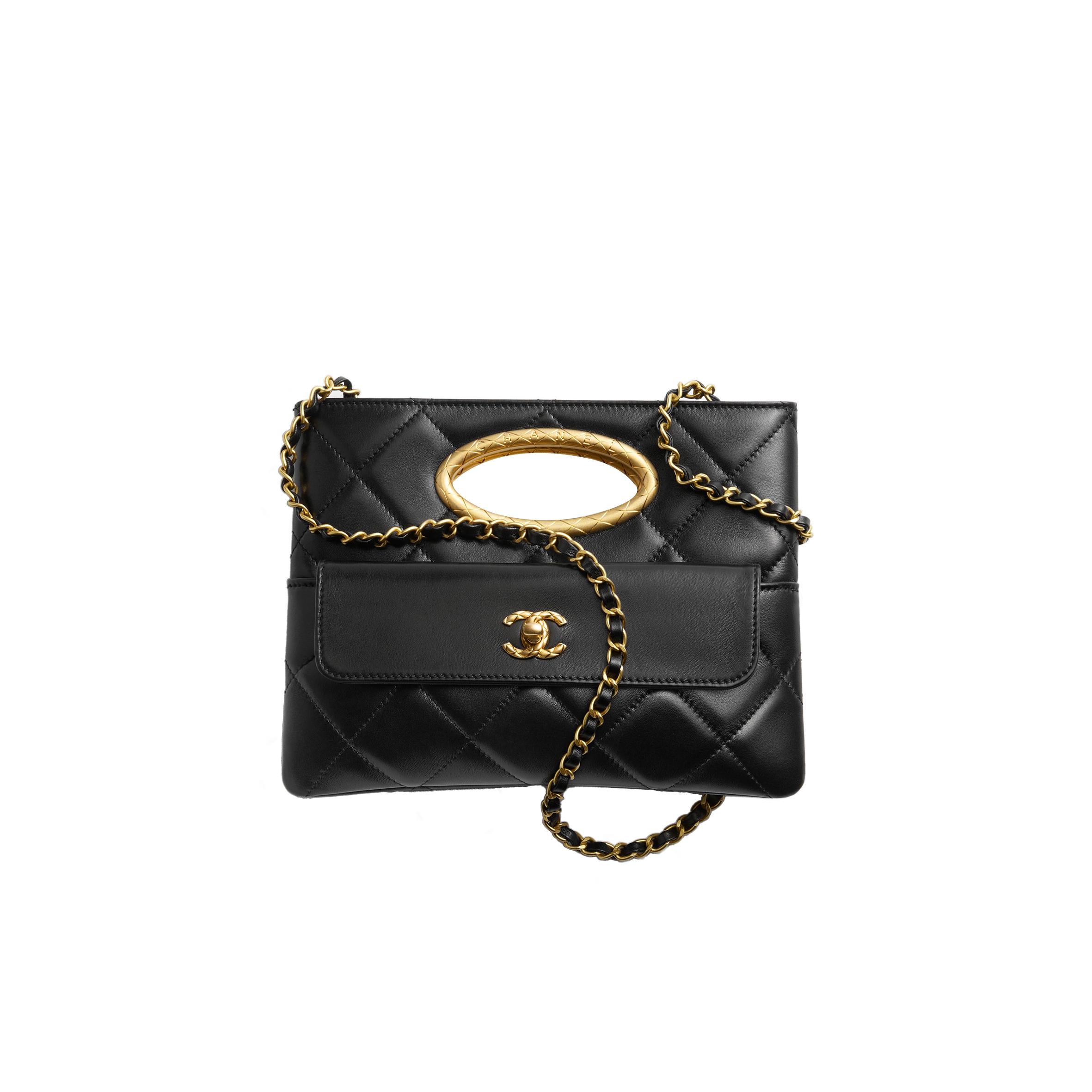 CHANEL CLUTCH LAMBSKIN & GOLD-TONE METALBLACK AS5038 (25*19*3cm)